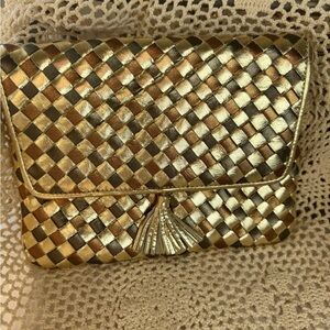 Meyers gold & bronze woven leather bag